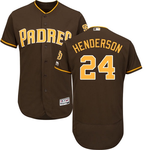 Padres #24 Rickey Henderson Brown Flexbase Authentic Collection Stitched MLB Jersey - Click Image to Close